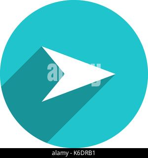 Use it in all your designs. Arrow sign direction icon in circular shape. Flat web internet button with long shadow. Quick and easy recolorable shape.  Stock Vector