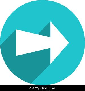 Use it in all your designs. Arrow sign direction icon in circular shape. Flat web internet button with long shadow. Quick and easy recolorable shape.  Stock Vector