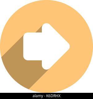 Use it in all your designs. Arrow sign direction icon in circular shape. Flat web internet button with long shadow. Quick and easy recolorable shape.  Stock Vector