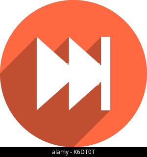 Use it in all your designs. Arrow sign last or first icon in circular shape. Multimedia audio video movie interface button in flat long shadow style.  Stock Vector