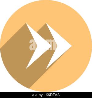 Use it in all your designs. Arrow sign direction icon in circular shape. Flat web internet button with long shadow. Quick and easy recolorable shape.  Stock Vector