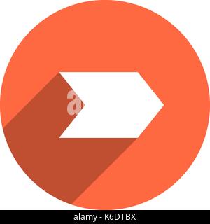 Use it in all your designs. Arrow sign direction icon in circular shape. Flat web internet button with long shadow. Quick and easy recolorable shape.  Stock Vector
