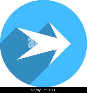 Use it in all your designs. Arrow sign direction icon in circular shape. Flat web internet button with long shadow. Quick and easy recolorable shape.  Stock Vector