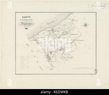 Carte de l'arrondissement de Dunkerque   1835 Stock Photo