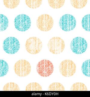Use it in all your designs. Seamless pattern with color polka dots. Circle shape with old painted texture. Retro vintage wallpaper. Vector illustratio Stock Vector