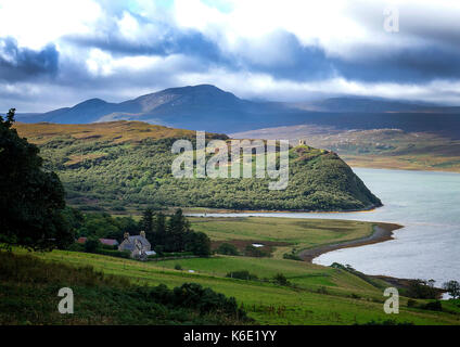 Castle Varrich overlooking the Kyle of Tongue Stock Photo