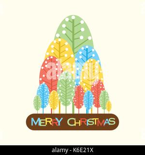 colorful tree make christmas tree shape, merry christmas tree template Stock Vector