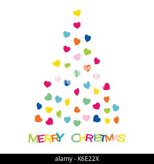 colorful christmas tree design hanging heart shape Stock Vector