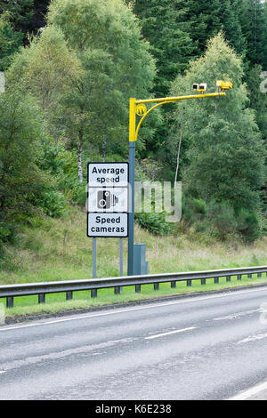Average Speed Camera on the A9 in Scotland Stock Photo