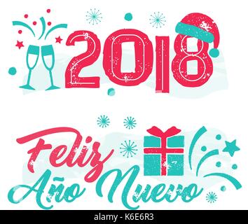 Greeting card with the message: Feliz Ano Nuevo 2020 - Happy New Year