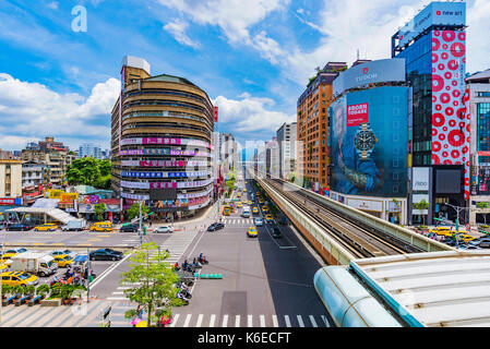 TAIPEI, TAIWAN - JUNE 27: This is a view of the Zhongxiao Fuxing shopping area with MRT station tracks on June 27, 2017 in Taipei Stock Photo