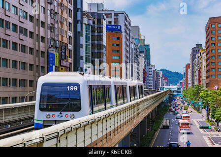 TAIPEI, TAIWAN - JUNE 27: This is a view of an MRT train in the Zhongxiao fuxing downtown area on June 27, 2017 in Taipei Stock Photo