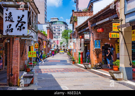 TAIPEI, TAIWAN - JUNE 29: This is Shenkeng old street a famous old street which features old Chinese arhcitecture and tradititonal shops and restauran Stock Photo