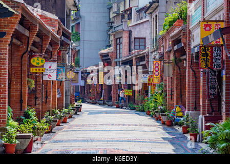 TAIPEI, TAIWAN - JUNE 29: This is Shenkeng old street a famous old street which features old Chinese arhcitecture and tradititonal shops and restauran Stock Photo