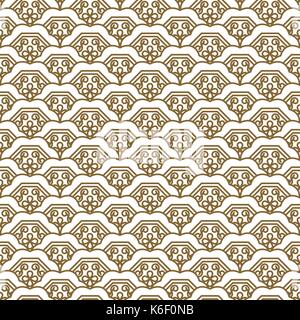 Japanese wave traditional vector seamless pattern in gold line color style. Stock Vector