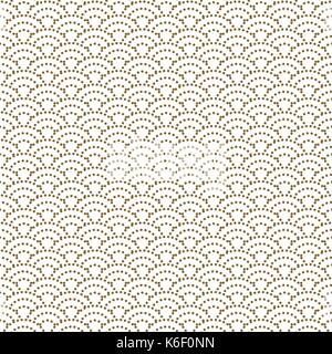 Japanese wave dotted traditional vector seamless pattern in gold line color style. Stock Vector
