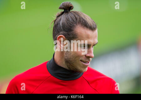 Gareth Bale of Wales during training ahead of the World Cup qualification match against Austria, 29th August 2017. Stock Photo