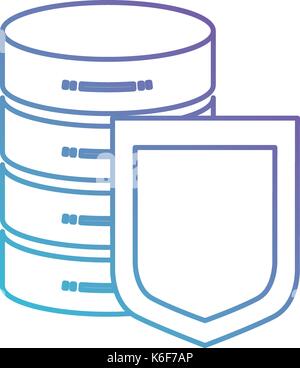 server hosting storage and protection shield icon in color gradient silhouette from purple to blue Stock Vector