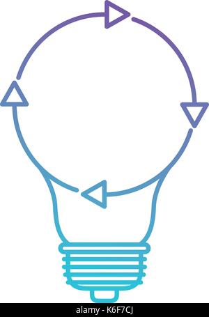 light bulb with reload icon in color gradient silhouette from purple to blue Stock Vector