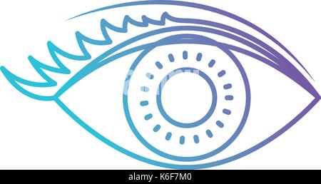 eye with eyelashes in color gradient silhouette from purple to blue Stock Vector
