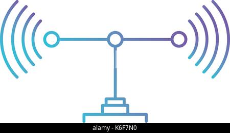 transmission antenna icon in color gradient silhouette from purple to blue Stock Vector