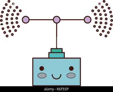 transmission antenna cartoon kawaii in colorful silhouette Stock Vector