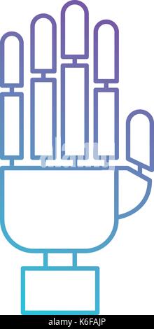 robot hand icon in color gradient silhouette from purple to blue Stock Vector