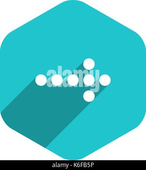 Use it in all your designs. Arrow sign dotted icon LED digital display hexagon icon. Web internet button in flat long shadow style. Quick recolorable  Stock Vector