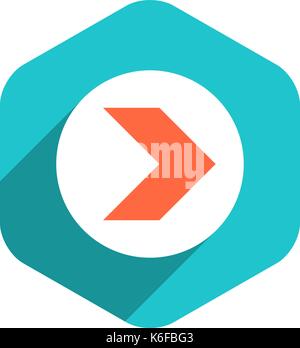 Use it in all your designs. Arrow sign on round icon in hexagon shape ...