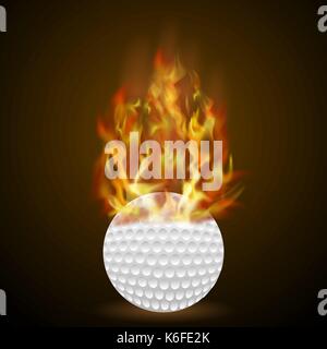 Burning Golf Ball with Fire Flame Stock Vector