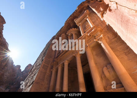 Al Khazneh or The Treasury at Petra, Jordan-- it is a symbol of Jordan, as well as Jordan's most-visited tourist attraction Stock Photo