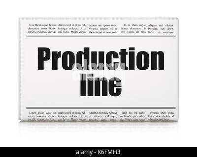 Manufacuring concept: newspaper headline Production Line Stock Photo