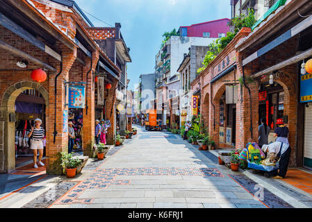 TAIPEI, TAIWAN - JUNE 29: This is Shenkeng old street a famous old street which features old Chinese arhcitecture and tradititonal shops and restauran Stock Photo