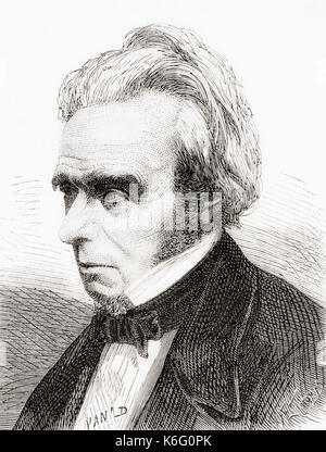 Michael Faraday, 1791 – 1867.  English scientist who contributed to the study of electromagnetism and electrochemistry.  From Les Merveilles de la Science, published 1870. Stock Photo