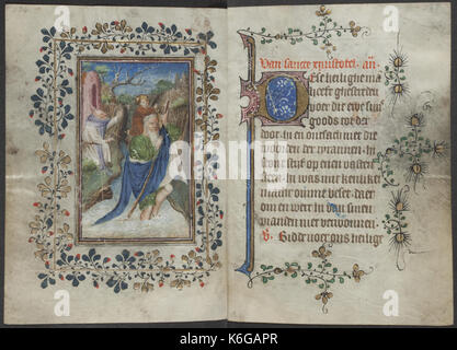 Book of hours by the Master of Zweder van Culemborg   KB 79 K 2   folios 118v (left) and 119r (right) Stock Photo