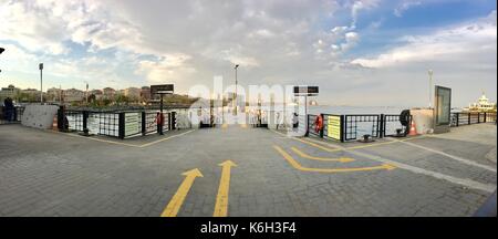 Fast ferry boat at the Bakirkoy port. Boats travelling between the European and Asian ports of Istanbul. Commercial name of boat company is IDO. Stock Photo