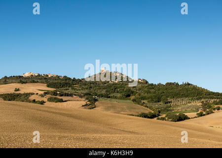 A view towards Rocca d'Orcia in Tuscany, Italy Europe EU Stock Photo