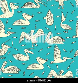 Pelicans, illustration, vector Stock Vector