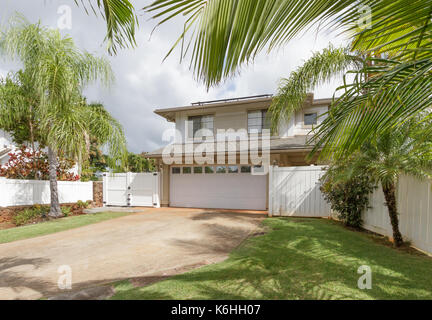 Exterior view of an upscale two story tract house in Hawaii Stock Photo