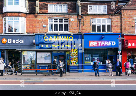 Betfred and Cashino, betting shop and adult gaming, next to each other on Bromley High Street, South London. Stock Photo