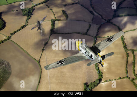 Adolf Galland was one of the most outstanding German fighter pilots of WWII. During the Battle of Britain in 1940 he was flying Messerschmitt Bf 109s  Stock Photo