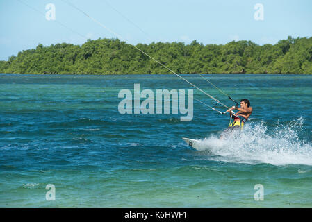Kite surfing, Sakalava Bay, Antsiranana, Diego Suarez, Madagascar Stock Photo