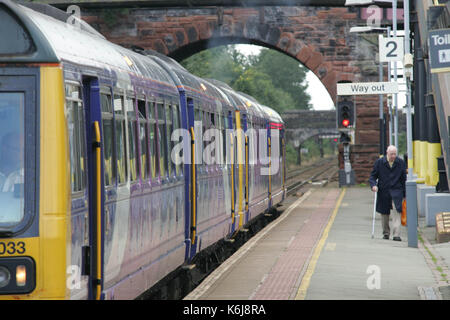 Trains working at Hunts Cross, Liverpool Stock Photo