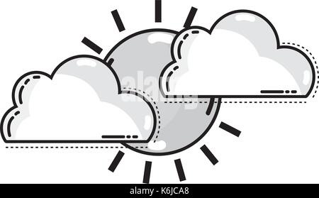 grayscale clouds with tropical sun natural weather Stock Vector