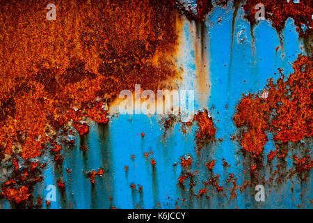 Abstract of rusted painted metal Stock Photo