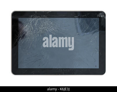 Cracked glass display on large computer tablet Stock Photo