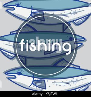 fishing funny sport to catch sea food background Stock Vector