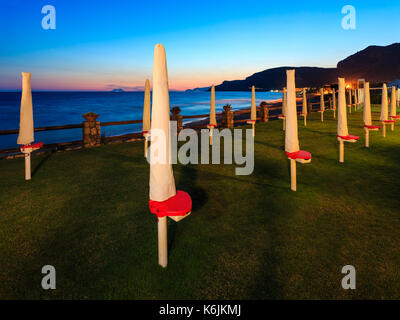 Sunset twilight on beautiful resting place near Tyrrhenian sea beach (Gaeta, Latina, Italy) Stock Photo