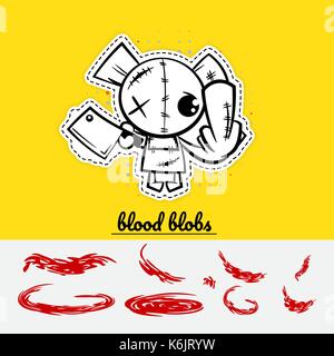Halloween evil sewing bear Stock Vector