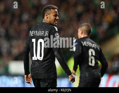 Paris Saint-Germain's Junior Neymar during the UEFA Champions League, Group B match at Celtic Park, Glasgow. Stock Photo